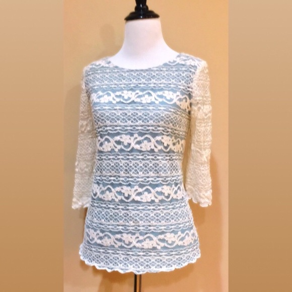 ModCloth Connie Toi Lace Overlay Blouse Top - Picture 4 of 5